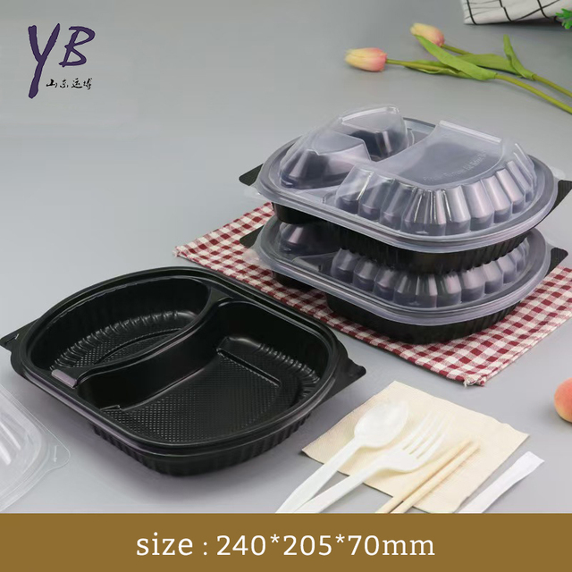 Microwave-safe Disposable PP Plastic Lunch Box with 3 Dividers Food Containers Disposable Plastic