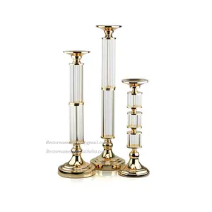 High Quality Crystal Tealight Candle Holder Metal Candlestick Pillar Candle Stand