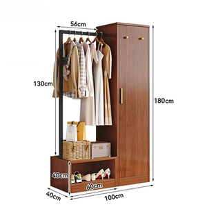 Perchero de <span class=keywords><strong>madera</strong></span> maciza, cómoda sencilla para dormitorio de uso doméstico, perchero pequeño integrado con la cama. - Product Image 6