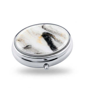 Étui à pilules ovale en acétate avec miroir, portable, 2 compartiments, organiseur en métal, écologique, voyage, vente en gros, logo personnalisé - Product Image 2