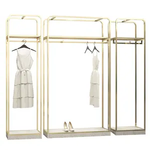 Shop Design Ideas for Clothing Retail Display Rack Clothes Stand Clothing Rail with LED Light Luxury Store Fixtures