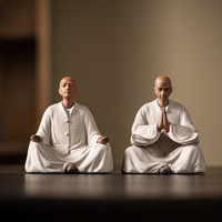 Figurine de moine assis en poterie Zisha créative - Pièce décorative de style chinois d'inspiration zen pour les cérémonies du thé