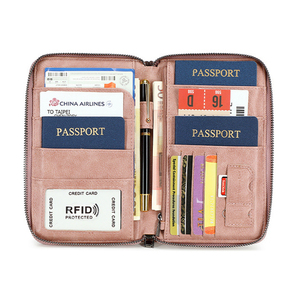 Portefeuille de voyage personnalisé pour femme en <span class=keywords><strong>cuir</strong></span> PU <span class=keywords><strong>rose</strong></span>, avec protection RFID, pour passeport familial, <span class=keywords><strong>porte</strong></span>-cartes zippé, organiseur, <span class=keywords><strong>porte</strong></span>-cartes à poignet - Product Image 3