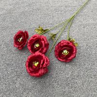 Bunga Ranunculus Sutra 4 Kepala Harga Murah untuk Dekorasi Pesta Pernikahan, Bunga Artificial untuk Centerpiece