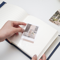 Carnet de souvenirs en cuir bleu marine sur mesure, papier italien, pages photo autocollantes, album de scrapbooking cousu