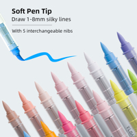 Nouveau M720-5 Languo Lot de 9 stylos marqueurs de dessin d'art acrylique à pointe de pinceau multicolore