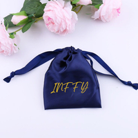 Sacs à cordon en satin avec logo personnalisé, pochettes à bijoux recyclables de luxe pour bagues, boucles d'oreilles et colliers