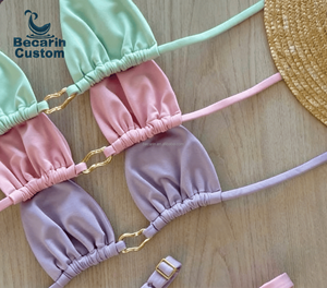 Conjunto de Bikini de 2 Piezas para Mujer, Personalizable con Estampado, Ropa de Playa de Verano, Secado Rápido y Transpirable, con Logotipo Frontal - Product Image 3