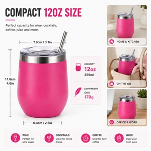 En Stock: Vaso Térmico para Vino sin Tallo de 12oz, Doble Pared, Acero Inoxidable, Forma de Huevo, con Tapa Deslizante, Ideal para Regalo Navideño - Product Image 4
