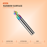 Outil de perçage et de chanfreinage à deux cannelures en carbure monobloc, revêtement arc-en-ciel, pour le travail de l'aluminium, du cuivre et des alliages d'aluminium