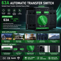 Commutateur de transfert automatique monophasé 2P 63A ATS 110V 220V pour générateur, à commande manuelle