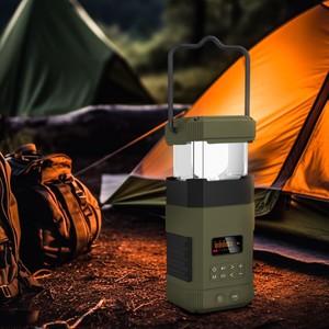 Radio d'urgence portable avec lumière LED, haut-parleur Bluetooth AM/FM, batterie rechargeable, pour camping en extérieur, couleur verte - Product Image 3