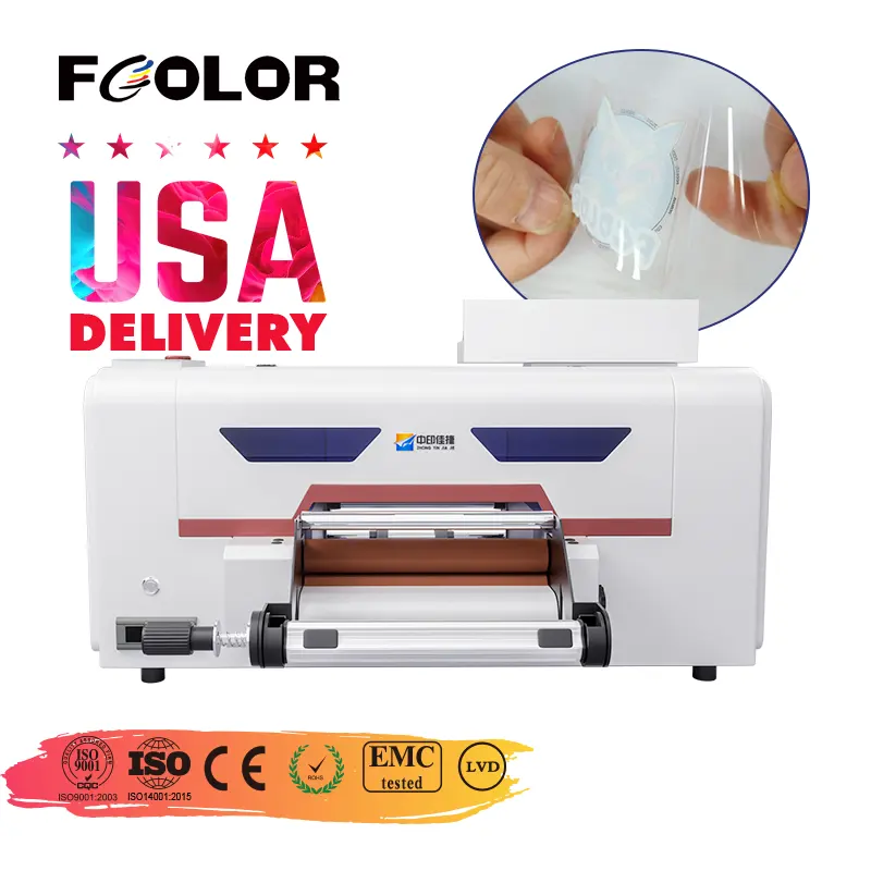 Fcolor Afdrukken 42Cm A2 A3 Alle In 1 Mini Roll Te Rollen Uv Dtf Sticker Printer Machine Met Laminator Ab Film