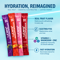Poudre d'électrolytes pour l'hydratation, pack varié et fruité, 3X électrolytes, vitamine C, magnésium, zinc, préparation en poudre à portion individuelle