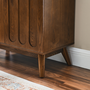 Mid Century Modern Fluted <b>Sideboard</b> Cabinet Walnut Solid Wood <b>Legs</b> Storage Buffet Cabinet - Product Image 6