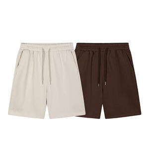 Shorts de basket-ball pour hommes en coton 100% uni teint en fil, respirant, à taille élastique, style streetwear, personnalisé - Product Image 1