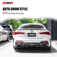 Diffuseur arrière en fibre de carbone véritable style SQ pour BMW Série 4 G22 G23 Coupé Cabriolet 2021+ Kit carrosserie pare-chocs arrière