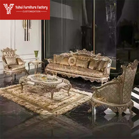 Canapé sectionnel carré de style palais rétro français, mobilier de luxe pour villa, en bois massif sculpté antique, avec assise en éponge