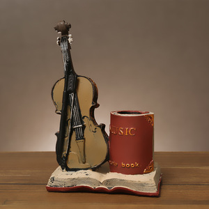 Décorations de bureau et accessoires de style nordique en résine : porte-stylos, mini <span class=keywords><strong>saxophone</strong></span>, violon, statue de livre - Product Image 2