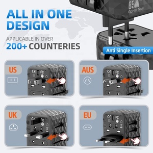Worldplug <span class=keywords><strong>tout</strong></span> en un GaN 65W type-c USB adaptateur de chargeur mural rapide adaptateurs de prise de voyage internationaux universels - Product Image 5