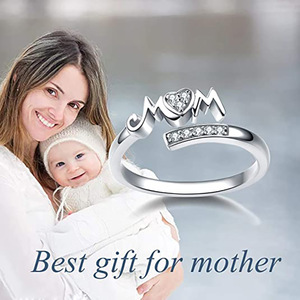 Anello Aperto a Cuore con Scritta MOM, Elegante Fascia d'Amore Familiare alla Moda per Feste, Outfit Quotidiani, Regalo, Accessorio - Product Image 3