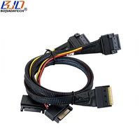 Cable de Extensión de Datos para Servidor, Diseño Delgado y Anti-Deslizamiento, SFF-8654 8i 74PIN a 2 * GEN-Z 1C 56PIN, 50CM 80CM con Alimentación SATA 15PIN