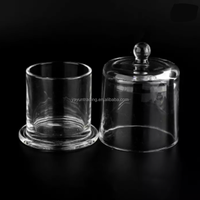 Bocaux de bougie en verre avec couvercle, taille moyenne, base en dôme, cloche épaisse transparente