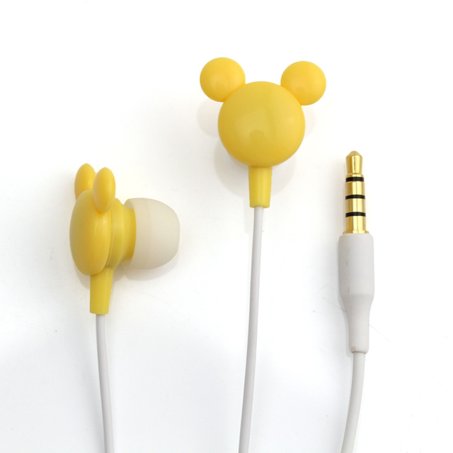 Dairle Cute Ear Shape Wired In-Ear Earphones 3.5mm Jack Cartoon Earbuds Inline Mic Plastic 1.2m Cable Private Mold for Kids