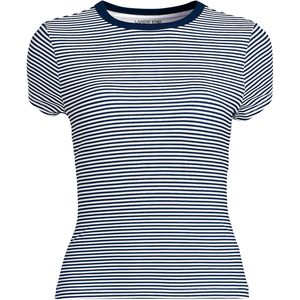 Lands' End Camiseta de baño con protección solar UPF 50+ para mujer, manga corta, a rayas, azul marino y blanco - Product Image 3