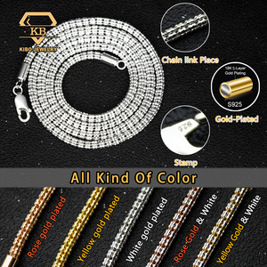 Heiß begehrte Ice Chain 3,4mm Roségold und Weißgold Zweifarbige Silber 925 Hip-Hop Halskette Mond Ice Chain mit Diamanten - Product Image 6