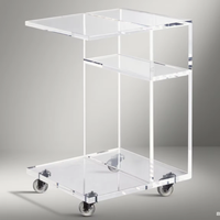 Table d'appoint moderne en acrylique en forme de C, durable et écologique, avec roulettes, portable, pour salon/chambre à coucher