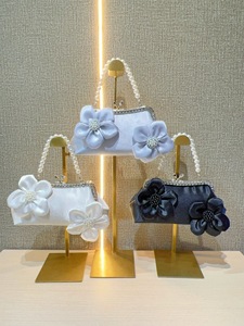 New Chinese Style Open <b>Square</b> Floral Polyester Pearl Wedding Cheongsam Crossbody Evening Bag for Women Portable Tanjing - Product Image 4