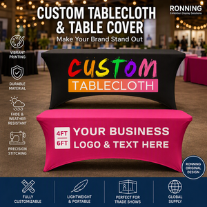 Tovaglia Promozionale Personalizzata in Tessuto Elasticizzato per Fiere Commerciali, Disponibile in 4, 6 e 8 Piedi - Product Image 1