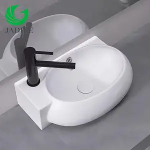 Modern Design Sanitary ware European mini Ceramic Lavabo White Oval Bathroom Sinks Wall Hung Hand Wash Basin
