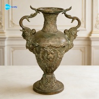 Statue de chérubin en bronze antique plaqué, jardinière, vase de luxe sur mesure, figurine de Cupidon pour la décoration extérieure de manoir et de domaine
