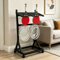 Chariot de rangement mobile multifonctionnel pour raquettes de sport avec roues – Présentoir pour raquettes de badminton et de tennis de table
