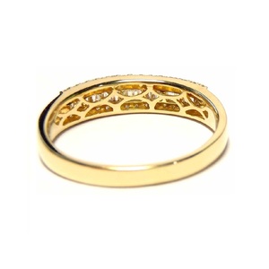 HK Envoi Rapide Excellent Bijoux Or Jaune 18k Bonne Qualité Diamant Baguette Cône Large Mince Bagues De Mariage Pour Femmes - Product Image 3