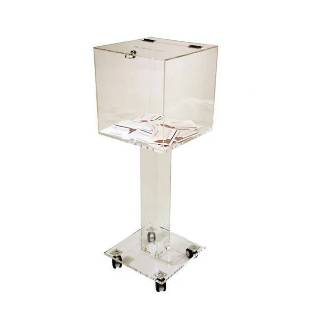 1pc Clear Acrylic Donation Boxes Raffle Ballot Box Metal