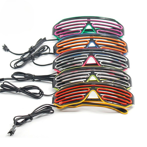Offre Spéciale Glow Shutter Neon Rave Lunettes clignotantes El Wire LED Lunettes <span class=keywords><strong>de</strong></span> <span class=keywords><strong>soleil</strong></span> Light Up DJ Costumes Pour Halloween Party - Product Image 4
