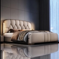 Ensemble de chambre à coucher moderne de conception italienne, lit king size capitonné de luxe, lit double en tissu, ensemble de meubles