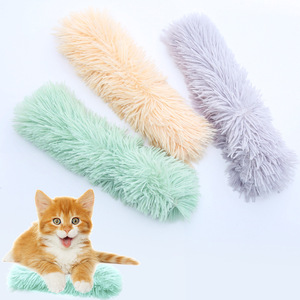 <b>Plush</b> <b>Cat</b> Toy With Catnip Light Gray Pale Green Milk Coffee Color Interactive Pet Toy For <b>Cats</b> Chew Toys Cartoon Style - Product Image 1