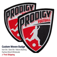 Écusson tissé thermocollant écologique personnalisé avec logo sportif pour uniformes de football, vestes et chapeaux