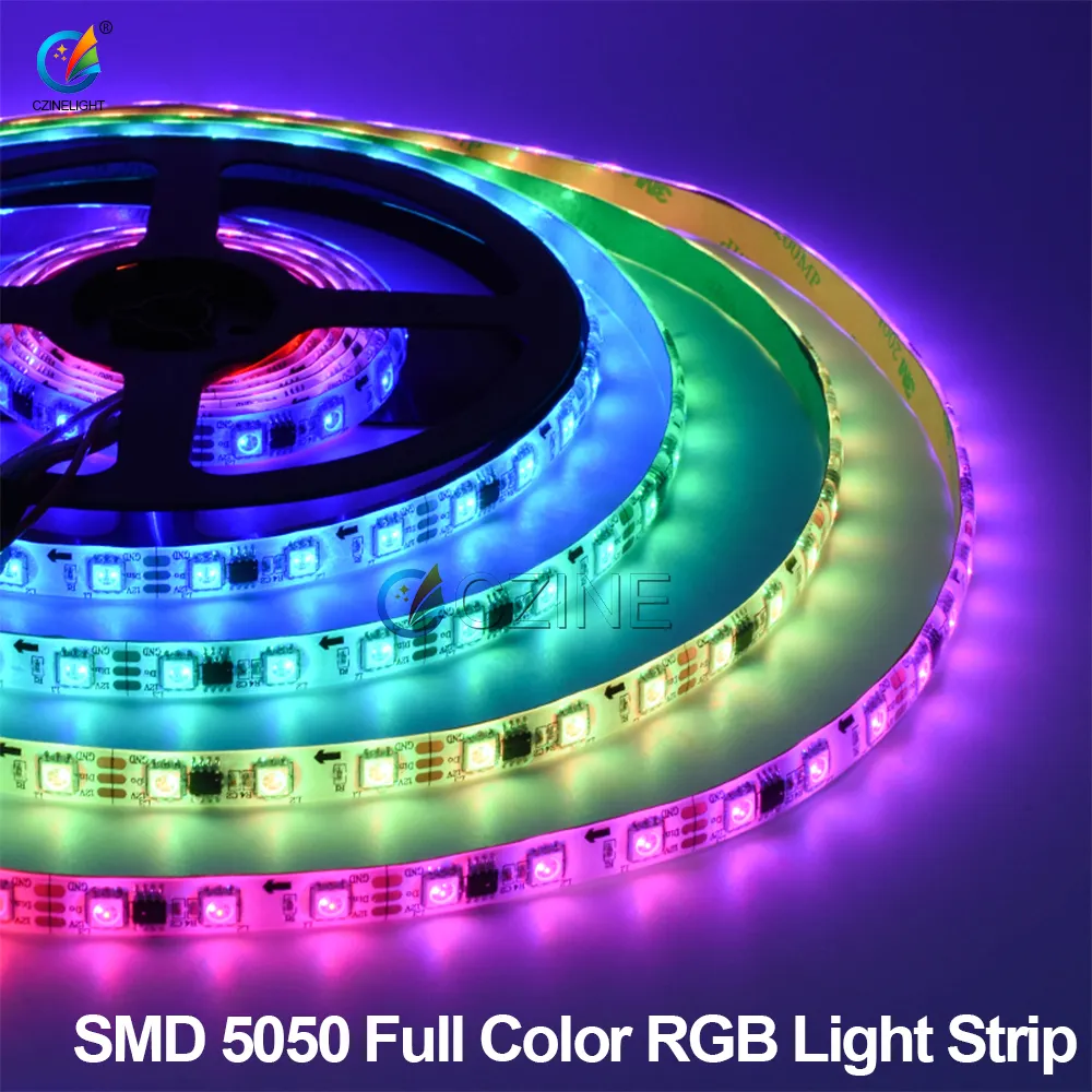 5050 كامل اللون RGB led قطاع 12 فولت/24 فولت led قطاع مرنة ws2811 led قطاع مع تحكم ic ws2811