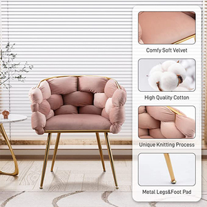 Home Mobiliário Nórdico Maquiagem Manicure Gold Stool Leisure Lounge Arm <span class=keywords><strong>Pink</strong></span> Velvet Fabric Single Sofa <span class=keywords><strong>Chair</strong></span> - Product Image 3
