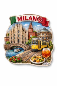 Aimants de réfrigérateur en résine à motif de carreaux traditionnels d'Italie Milan, souvenirs de voyage de lieux emblématiques locaux pour usage promotionnel - Product Image 3