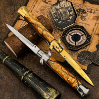 Couteau de poche pliant EDC en acrylique pour le camping et la chasse, non réglable, en acier inoxydable 440C, outil de survie industriel pour le bricolage en extérieur