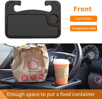 Plateau de volant de voiture multifonctionnel portable sur mesure pour manger avec porte-gobelets