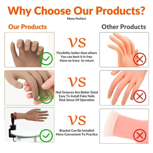 Main d'entraînement flexible pour la pratique des ongles, présentoir de doigts pour la formation en manucure DIY et le nail art - Product Image 4