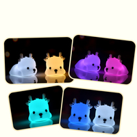 Petite lampe de nuit LED en silicone en forme de cerf pour enfants - Lampe de chevet portable à intensité variable avec 7 couleurs et batterie rechargeable
