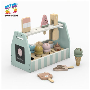 Ensemble de jeu de chariot à glace en bois de style vintage, panneau de <span class=keywords><strong>tableau</strong></span> noir amovible, peinture écologique, assortiment de cuillères et de garnitures pour les enfants de 3 à 10 ans - Product Image 6